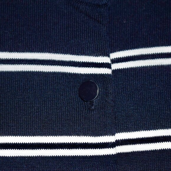 Talbots Women's XL Navy Blue White Striped V-Neck Cardigan Sweater - Picture 5 of 6